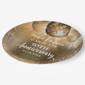 Gold Glam Disco Ball 50th Wedding Jubileum Papieren Bordje (Gekanteld)