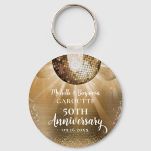 Gold Glam Disco Ball 50th Wedding Jubileum Sleutelhanger