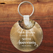 Gold Glam Disco Ball 50th Wedding Jubileum Sleutelhanger (Voorkant)