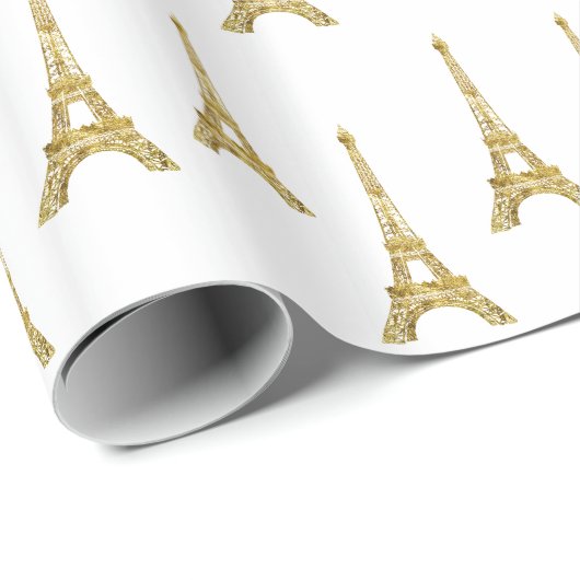 Gold Glam Eiffel Tower Cadeaupapier (Rol Hoek)