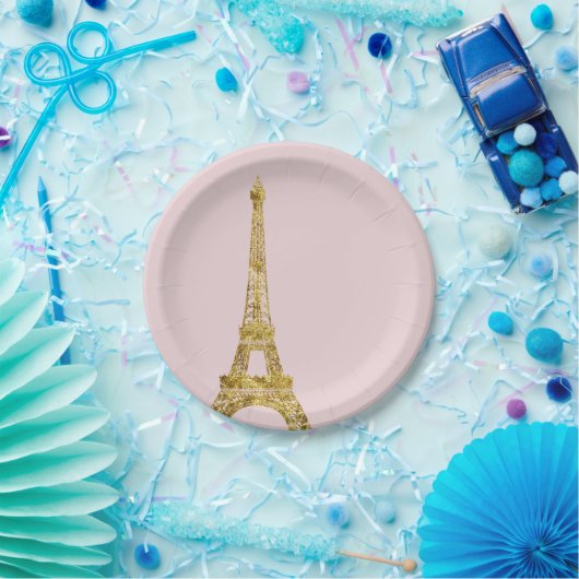 Gold Glam Eiffel Tower Papieren Bordje (Feest)