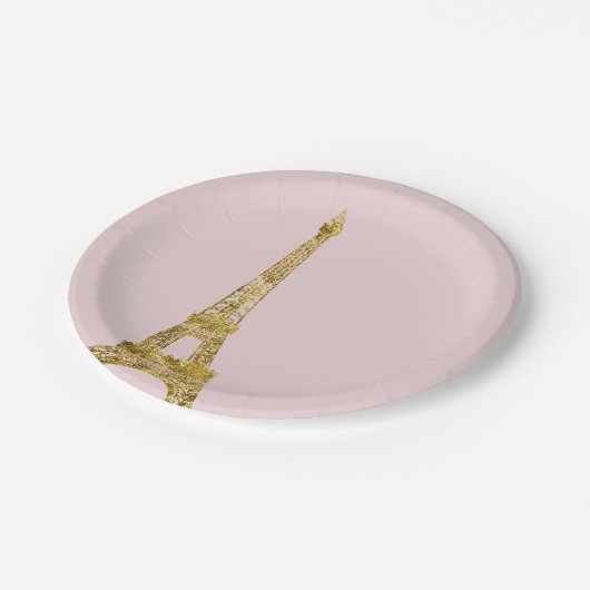 Gold Glam Eiffel Tower Papieren Bordje (Gekanteld)