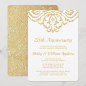 Gold Glam Elegant 25th Wedding Jubileum Kaart (Voorkant / Achterkant)