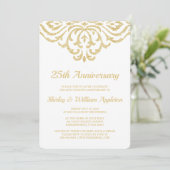 Gold Glam Elegant 25th Wedding Jubileum Kaart (Staand voorkant)