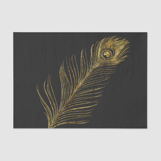 Gold Glam en zwarte pacock Feather Tissuepapier (Voorkant)