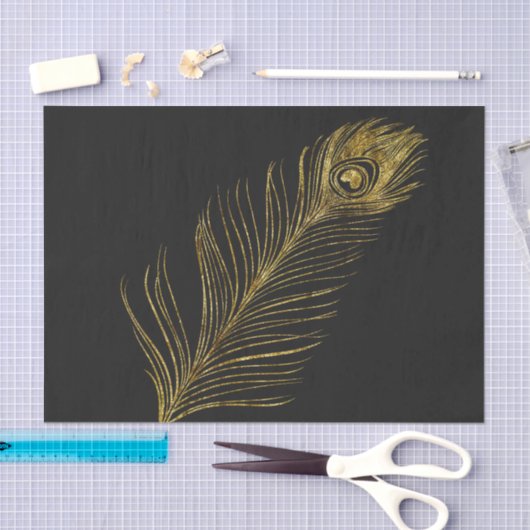 Gold Glam en zwarte pacock Feather Tissuepapier (Craft)