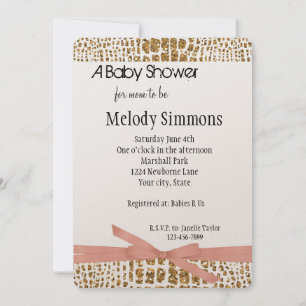 Gold Glam Faux Glitter Alligator Print baby shower Kaart