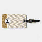 Gold Glam Faux Glitter Chevron Bagagelabel (Voorkant horizontaal)