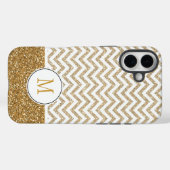 Gold Glam Faux Glitter Chevron Case-Mate iPhone Case (Achterkant (horizontaal))