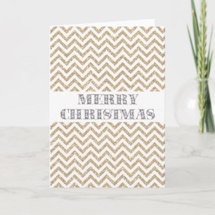 Gold Glam Faux Glitter Chevron Feestdagen Kaart