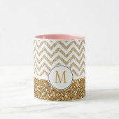 Gold Glam Faux Glitter Chevron Mok (Midden)