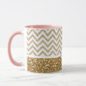 Gold Glam Faux Glitter Chevron Mok (Links)