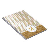 Gold Glam Faux Glitter Chevron Notitieboek (Rechterzijde)
