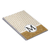 Gold Glam Faux Glitter Chevron Notitieboek (Rechterzijde)