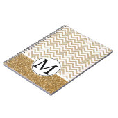 Gold Glam Faux Glitter Chevron Notitieboek (Linkerzijde)