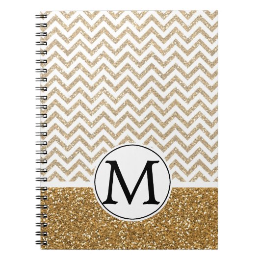 Gold Glam Faux Glitter Chevron Notitieboek (Voorkant)