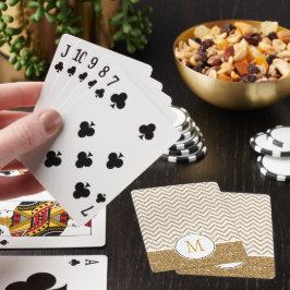 Gold Glam Faux Glitter Chevron Pokerkaarten