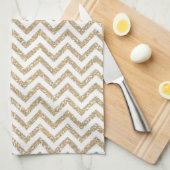 Gold Glam Faux Glitter Chevron Theedoek (Quarter Fold)
