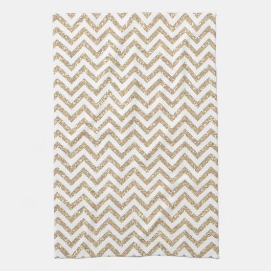 Gold Glam Faux Glitter Chevron Theedoek (Verticaal)