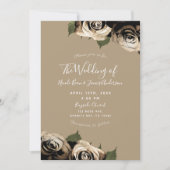 Gold Glam Floral Rozen Elegant Tan Wedding Kaart (Voorkant)