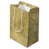 Gold Glam Giraffe afdrukken Medium Cadeauzakje (Achterkant Gekanteld)