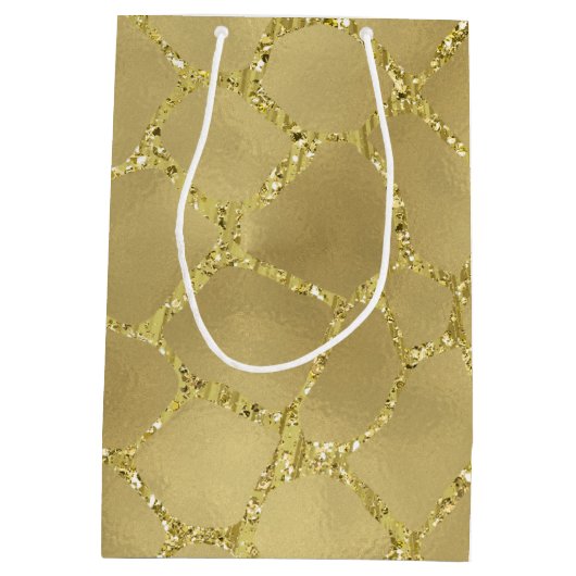 Gold Glam Giraffe afdrukken Medium Cadeauzakje (Achterkant)
