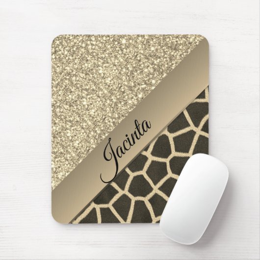 Gold Glam Giraffe afdrukken Muismat (Met muis)