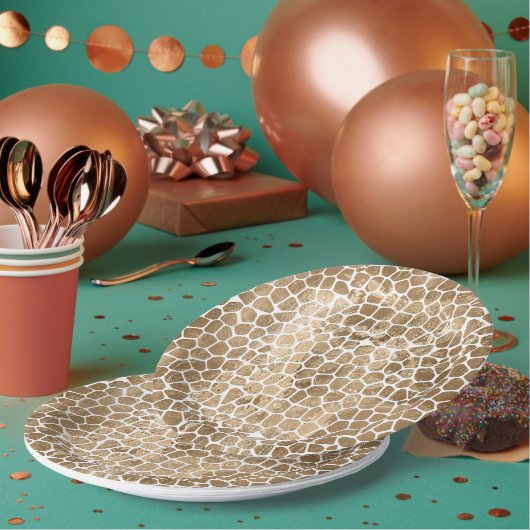 Gold Glam Giraffe afdrukken Papieren Bordje (Multi)