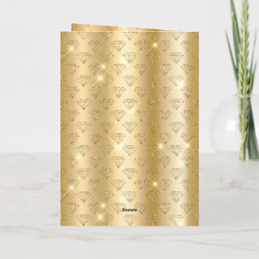 Gold Glam Glitter Diamonds Verjaardag Kaart (Achterkant)