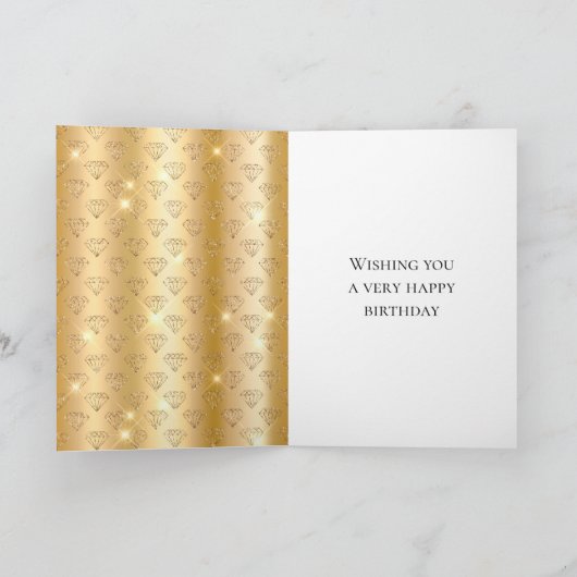 Gold Glam Glitter Diamonds Verjaardag Kaart (Binnen)
