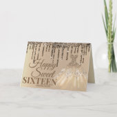 Gold Glam Glitter Drips Spark Sweet 16 zaterdag Kaart (Voorkant)