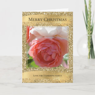 Gold Glam Glitter Gepersonaliseerde foto Kaart