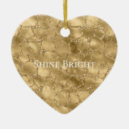 Gold Glam Glitter Giraffe Leopard Print Keramisch Ornament