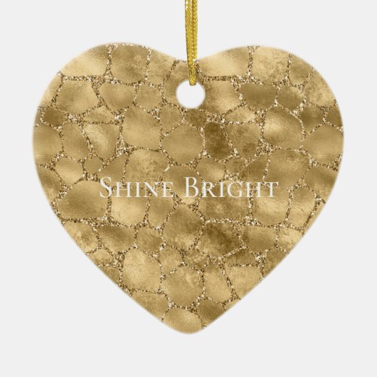 Gold Glam Glitter Giraffe Leopard Print Keramisch Ornament (Voorkant)