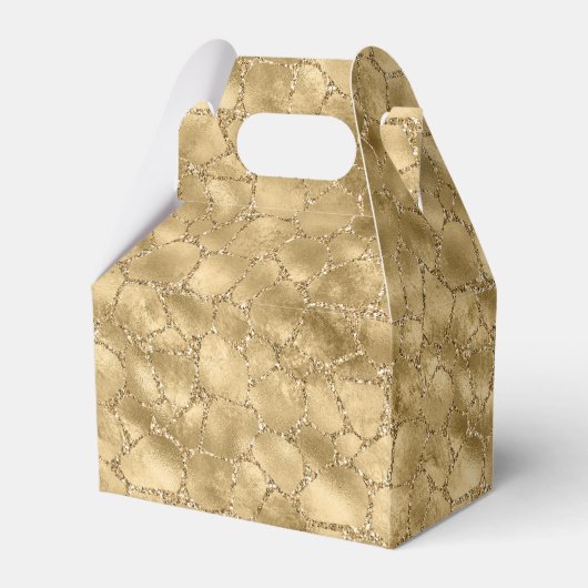 Gold Glam Glitter Giraffe Print Bedankdoosjes (Achterkant)