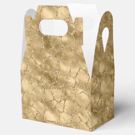 Gold Glam Glitter Giraffe Print Bedankdoosjes (Geopend)