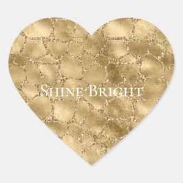 Gold Glam Glitter Giraffe Print Hart Sticker