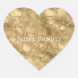 Gold Glam Glitter Giraffe Print Hart Sticker