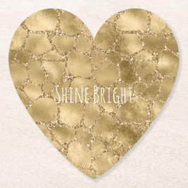 Gold Glam Glitter Giraffe Print Kartonnen Onderzetters