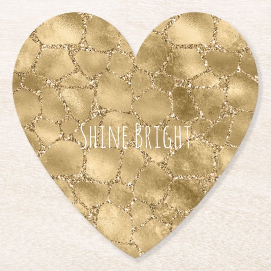 Gold Glam Glitter Giraffe Print Kartonnen Onderzetters (Voorkant)