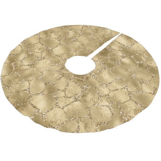 Gold Glam Glitter Giraffe Print Kerstboom Rok (Gekanteld)