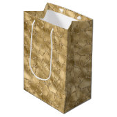 Gold Glam Glitter Giraffe Print Medium Cadeauzakje (Voorkant Gekanteld)