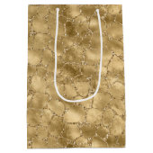 Gold Glam Glitter Giraffe Print Medium Cadeauzakje (Achterkant)