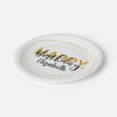 Gold Glam Glitter Happy Birthday Gepersonaliseerd Papieren Bordje (Gekanteld)