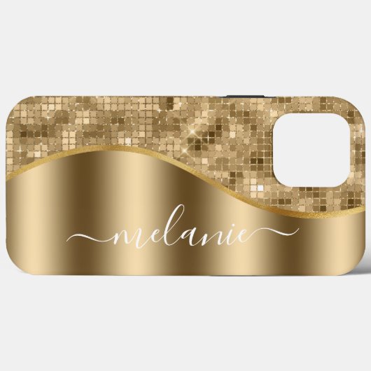 Gold Glam Glitter Hoesje-Mate iPhone Case (Achterkant (horizontaal))