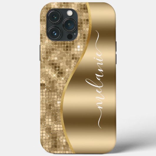 Gold Glam Glitter Hoesje-Mate iPhone Case (Achterkant)
