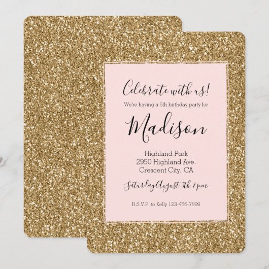 Gold Glam Glitter Kaart (Voorkant / Achterkant)