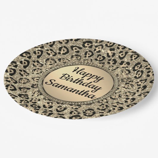 Gold Glam Glitter Leopard Bord (Gekanteld)