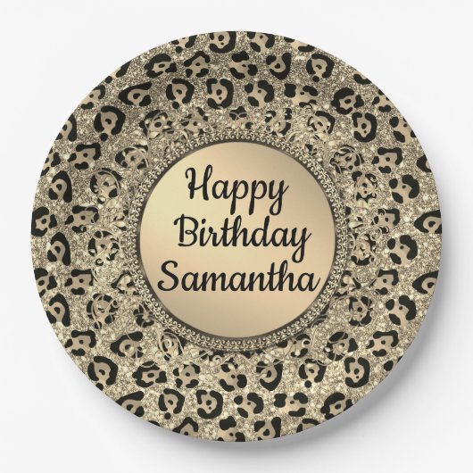 Gold Glam Glitter Leopard Bord (Voorkant)