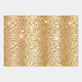  Gold Glam Glitter Leopard Inpakpapier Vel